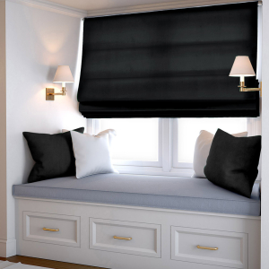 RÖMISCHE JALOUSIE BIS 200 CM HOLLAND VELVET 100 % BLACKOUT SCHWARZ