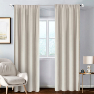 FERTIGE GARDINEN 140 X 250 CM MIT KRÄUSELBAND BASIC BOHO BEIGE