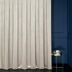 GARDINEN MIT RAFFBAND 140 X 250 CM HOLLAND VELVET PUDRIGER BEIGE / GOLDGLANZ